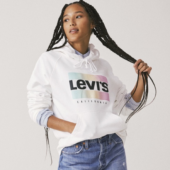 Levi's Tops - Levi’s white & rainbow hoodie